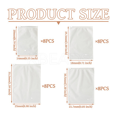 32Pcs 4 Styles Frosted PE Jewelry Zip Top Storage Bags ABAG-TA0001-30-1