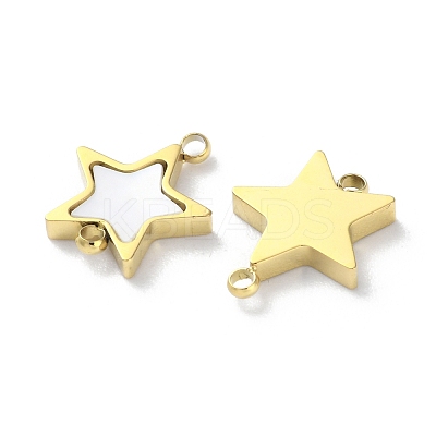 Ion Plating(IP) 304 Stainless Steel Pave White Shell Connector Charms STAS-Z099-03G-01-1