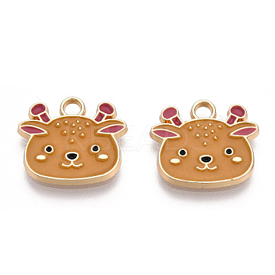 Light Gold Plated Alloy Enamel Pendants ENAM-T009-84B-RS-1
