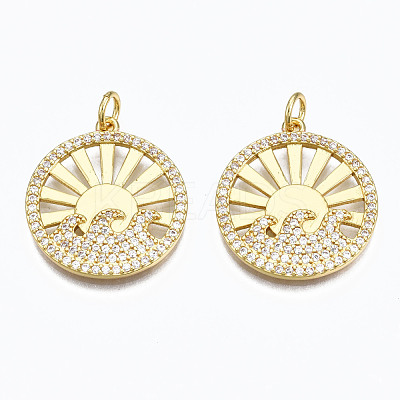 Brass Micro Pave Clear Cubic Zirconia Pendants ZIRC-N039-125-NF-1