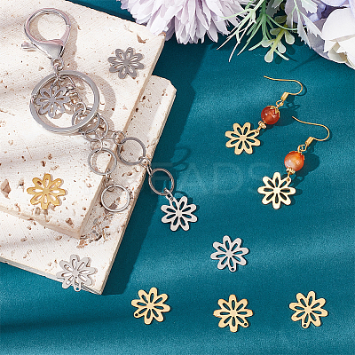 40Pcs 2 Colors 201 Stainless Steel Pendants STAS-UN0046-11-1