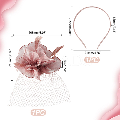 Feather Flower Mesh Veil Headband MRMJ-WH0077-121-1