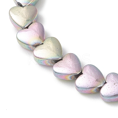 Electroplate Non-magnetic Synthetic Hematite Heart Beads Braided Bead Bracelets for Women BJEW-JB13299-1