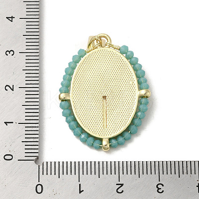 Brass Pave Shell Pendants KK-I708-01B-G-1