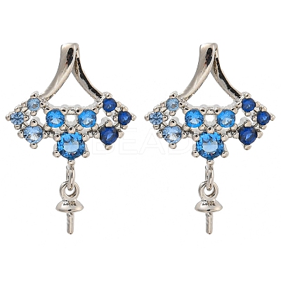 Rack Plating Brass Micro Pave Clear Cubic Zirconia Studs Earrings Finding KK-T072-13P-02-1
