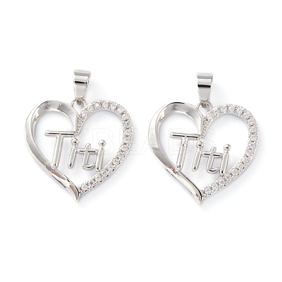 Brass Micro Pave Clear Cubic Zirconia Pendants ZIRC-Z007-12P-1
