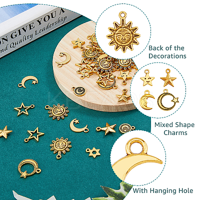100Pcs 10 Style Tibetan Style Alloy Pendants FIND-FH0008-21-1
