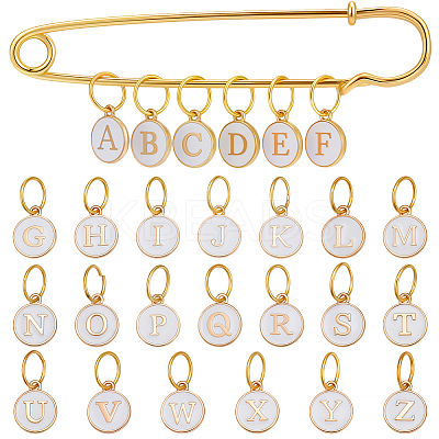 26Pcs Alloy Enamel Pendant Locking Stitch Markers HJEW-BC00084-1