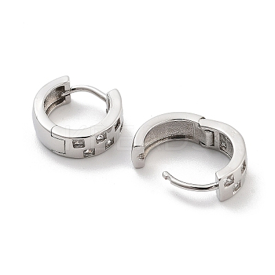 Square Pattern Rack Plating Brass Clear Cubic Zirconia Hoop Earrings for Women EJEW-G409-02P-1