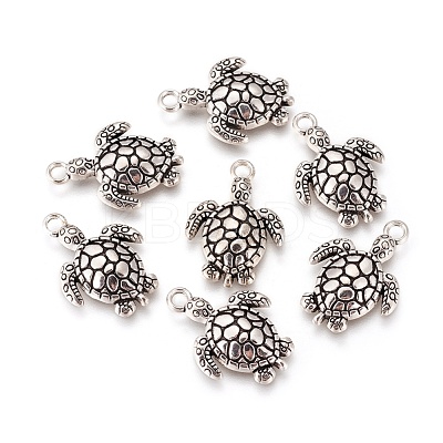 Tibetan Style Alloy Sea Turtle Pendants TIBEP-22101-AS-FF-1