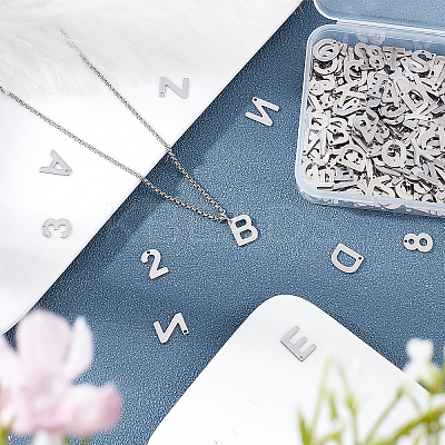 288Pcs 36 Style 304 Stainless Steel Alphabet LetterA~Z Charms and Number 1~9 Charms STAS-DC0002-31-1