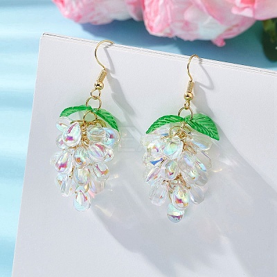 Transparent Glass Dangle Earrings EJEW-JE06863-01-1