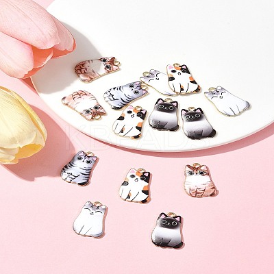 14Pcs 5 Styles Alloy Enamel Pendants ENAM-FS0001-95-1