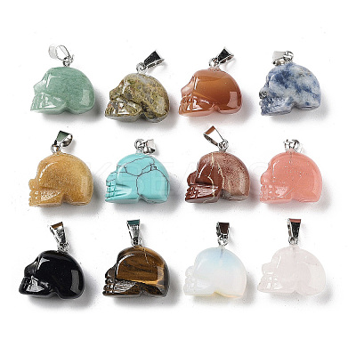 Natural & Synthetic Mixed Gemstone Pendants G-P520-04P-1