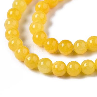 Natural Dyed Yellow Jade Gemstone Bead Strands G-R271-4mm-Y07-1