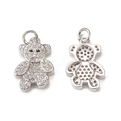 Brass Micro Pave Cubic Zirconia Bird Pendants KK-E068-VB309-1