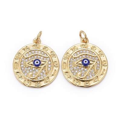 Brass Micro Pave Clear Cubic Zirconia Pendants ZIRC-Z011-23G-1