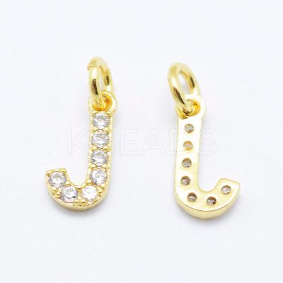 Brass Micro Pave Grade AAA Cubic Zirconia Charms ZIRC-P067-11G-J-NR-1