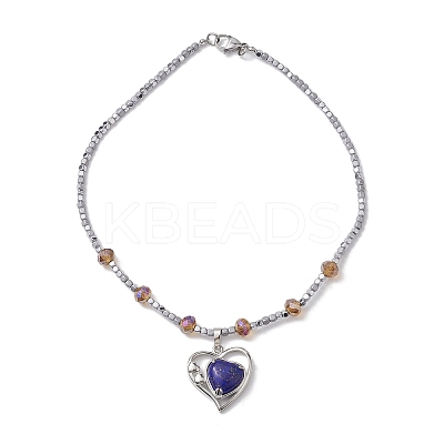Non-magnetic Synthetic Hematite & Glass Beaded Necklaces NJEW-JN04811-1