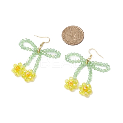 Flower & Bowknot Glass Beaded Dangle Earrings EJEW-TA00518-1