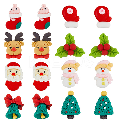 48Pcs 8 Styles Christmas Theme Opaque Resin Cabochons CRES-CA0001-23-1