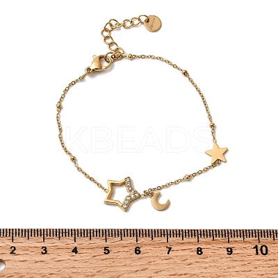 304 Stainless Steel Micro Pave Rhinestone Link Bracelets for Women BJEW-Z140-04G-1