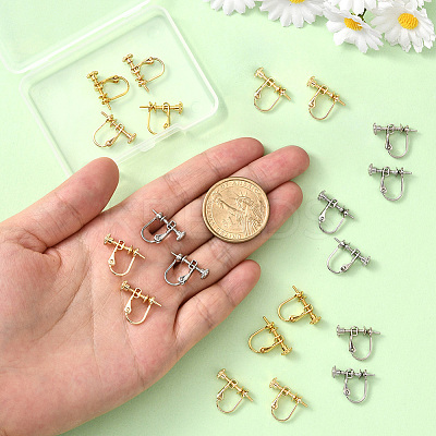 18Pcs 3 Colors Brass Clip-on Earring Findings KK-SC0006-61B-1