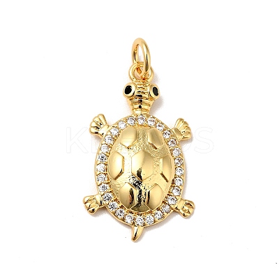 Rack Plating Brass Micro Pave Clear Cubic Zirconia Pendants KK-H431-24G-1
