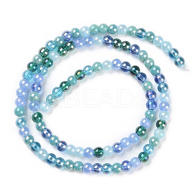 Transperant Electroplate Glass Beads Strands GLAA-P056-4mm-B03-1