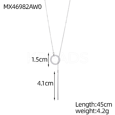 304 Stainless Steel Lariat Necklaces STAS-OY010-09P-1