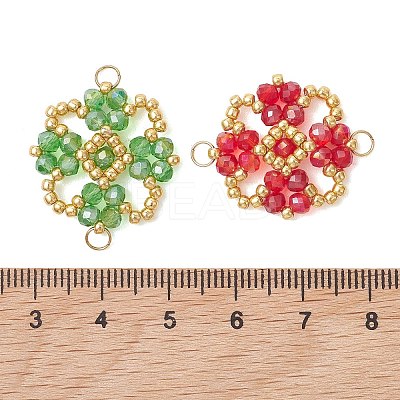 7Pcs 7 Color Chakra Electroplate Glass Beaded Flower Connector Charms PALLOY-MZ01297-1