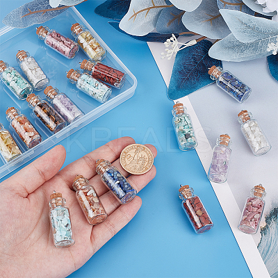 20Pcs 10 Styles Glass Wishing Bottle Pendants PALLOY-HY00068-1