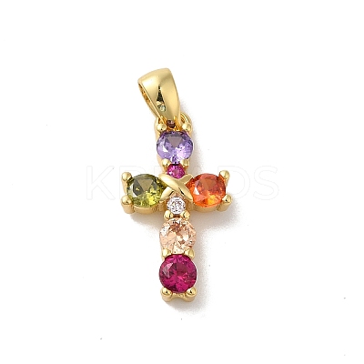Rack Plating Brass Cubic Zirconia Pendants KK-G504-17G-1