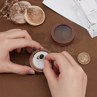 1-Slot Round Wood Ring Storage Boxes CON-HY0001-05A-1