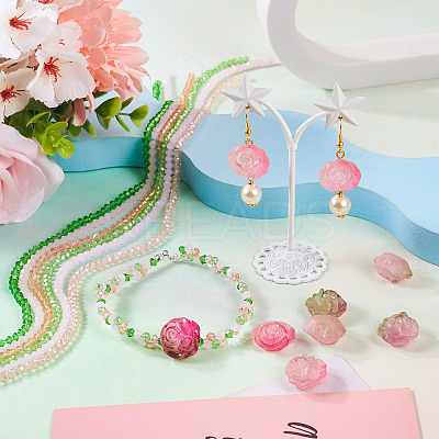 DIY Rose Flower Glass & Acrylic Beads Jewelry Making Finding Kit DIY-TA0010-10-1