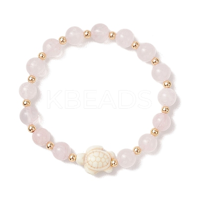 Natural Rose Quartz & Synthetic Turquoise Stretch Bracelets BJEW-JB13475-1