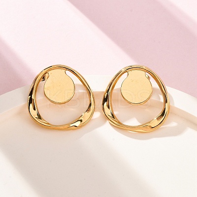 Ion Plating(IP)  304 Stainless Steel Stud Earrings EJEW-D281-21G-1