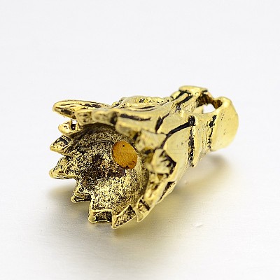 Tibetan Style Alloy Animal 3D Dragon Head Beads PALLOY-A063-04-1