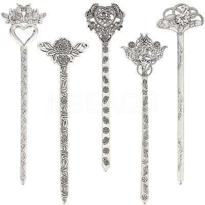 10Pcs 5 Styles Flower Tibetan Style Alloy Bookmarks FIND-SC0009-02-1