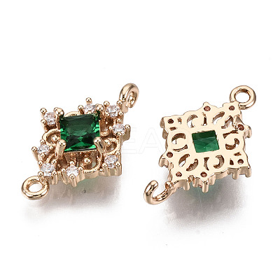 Brass Micro Pave Cubic Zirconia Links Connectors X-KK-R111-014-A01-1