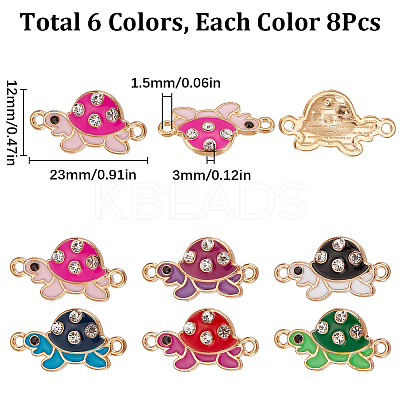 48pcs 6 Colors Alloy Enamel Connector Charms ENAM-SC0004-22-1