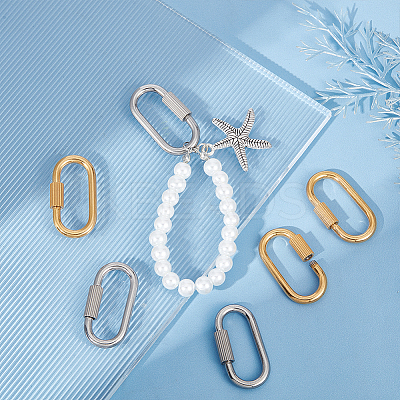 6Pcs 2 Colors 304 Stainless Steel Screw Carabiner Lock Charms STAS-UN0060-77-1