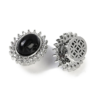 Natural Obsidian Sew on Rhinestone KK-P283-02A-P-1