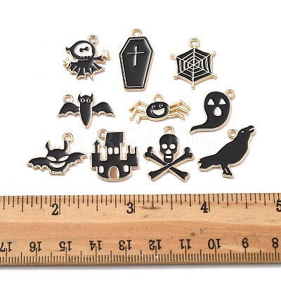 20Pcs 10 Styles Halloween Alloy Enamel Pendants ENAM-FP0002-91-1