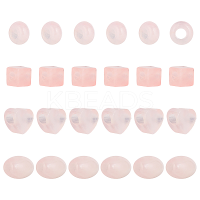 24Pcs 4 Styles Natural Rose Quartz European Beads G-AR0005-34-1