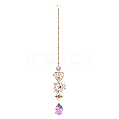 Cone Glass Big Pendant Decorations DJEW-PW0017-10C-1