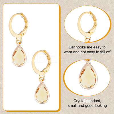 12 Pairs 12 Colors Glass Teardrop Leverback Earrings EJEW-AB00002-1