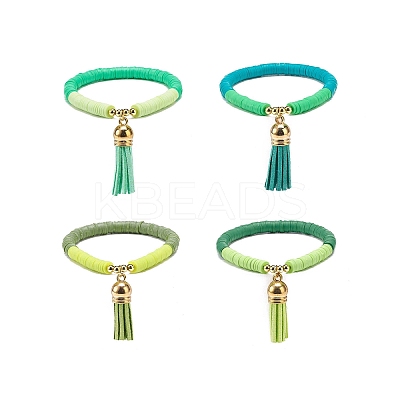 Handmade Polymer Clay Heishi Stretch Bracelet Sets BJEW-JB08762-1