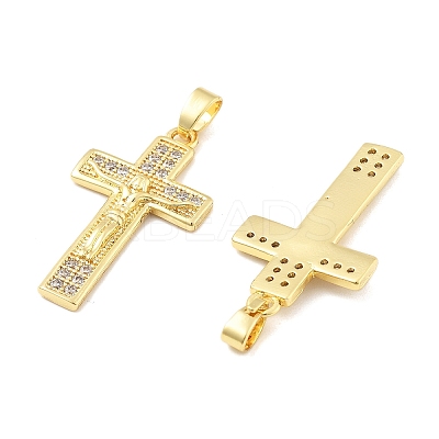Crucifix Cross Brass Micro Pave Cubic Zirconia Pendants KK-M325-08G-1