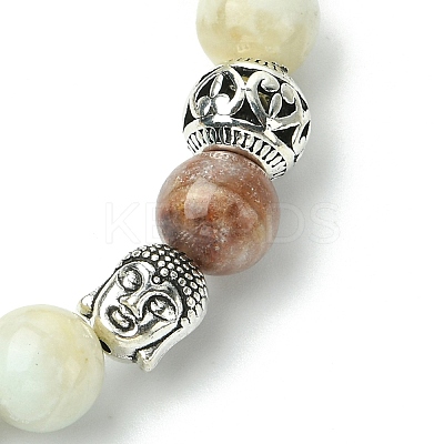 Natural Flower Amazonite Beads Stretch Bracelets BJEW-JB03849-02-1